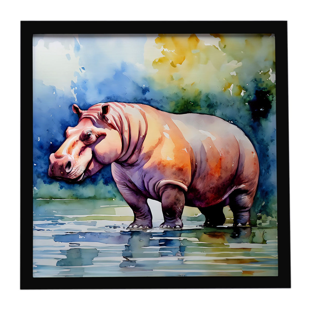 Hippopotamus Artwork in a Sleek Contemporary Frame