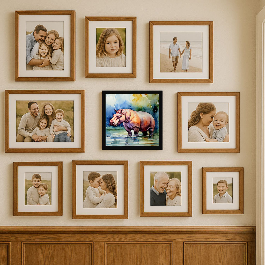 Hippopotamus Artwork in a Sleek Contemporary Frame