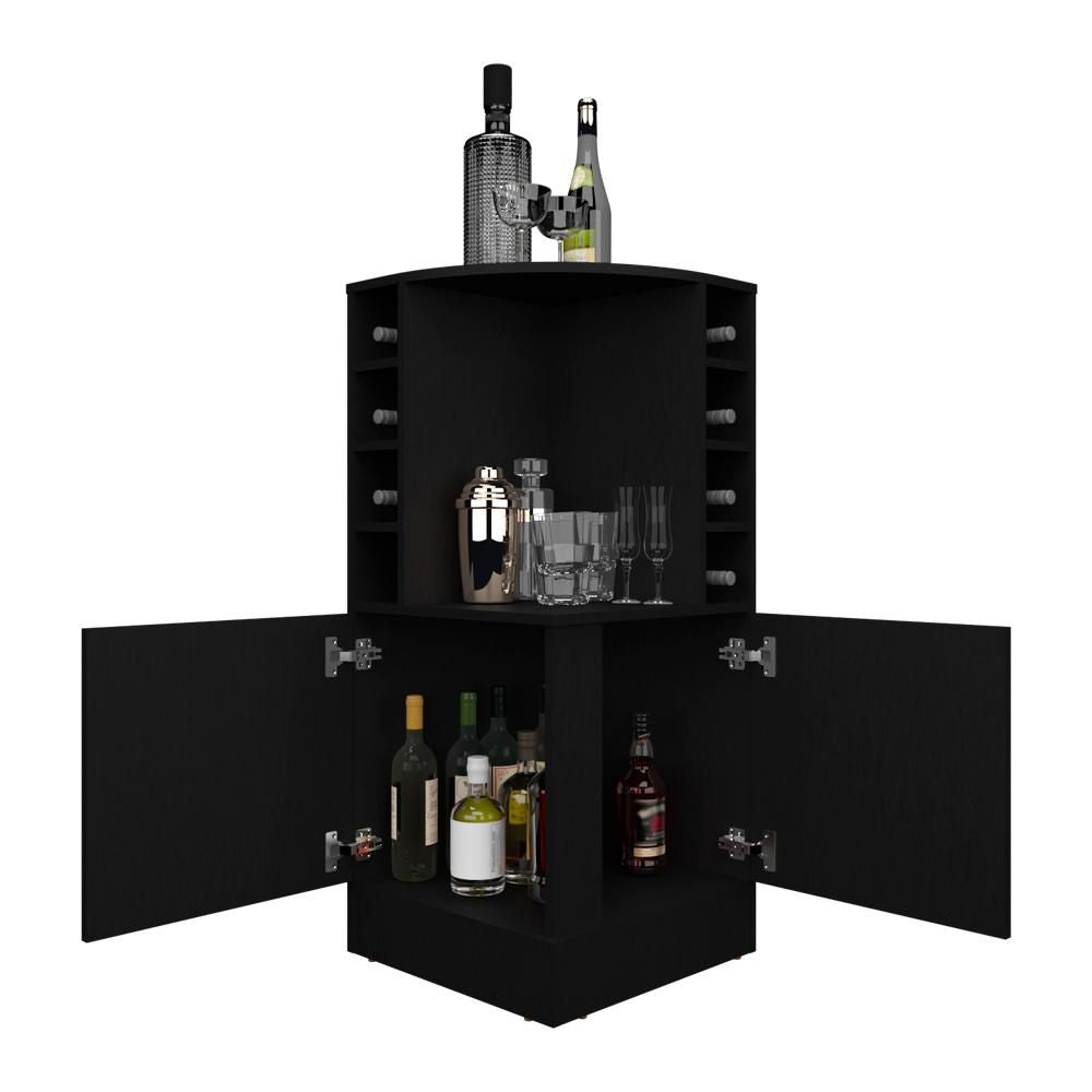 Hobart Black Corner Bar Cabinet