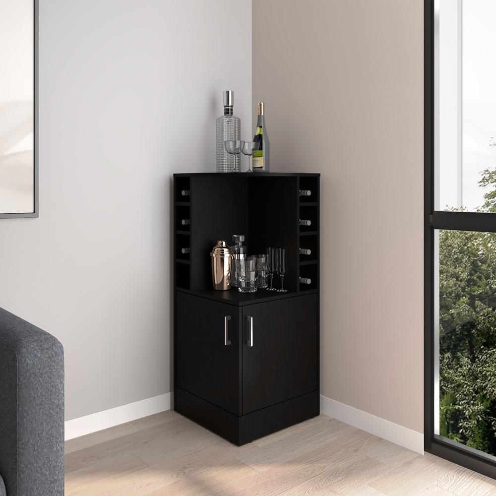 Hobart Black Corner Bar Cabinet
