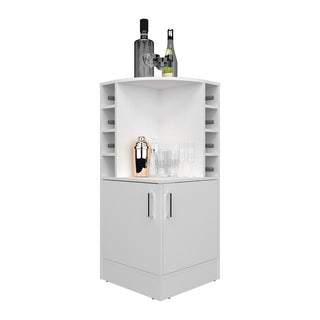 Hobart Corner Bar Cabinet with Wine Storage
