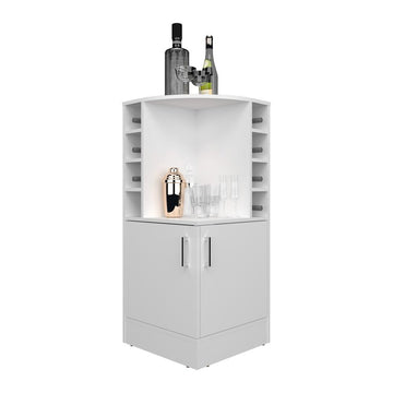 Hobart Corner Bar Cabinet with Wine Storage