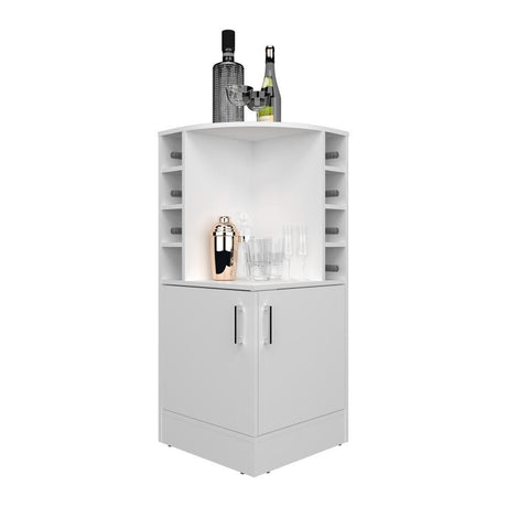 Hobart Corner Bar Cabinet with Wine Storage