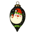 Hand Painted Santa Glass Hanging Ornament - Holiday Lights Decor