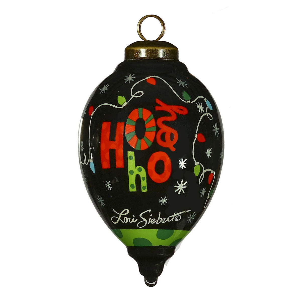 Hand Painted Santa Glass Hanging Ornament - Holiday Lights Decor