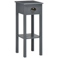 Narrow Side Table with Drawer and Elevated Shelf