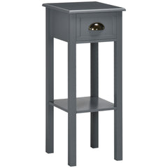 Narrow Side Table with Drawer and Elevated Shelf
