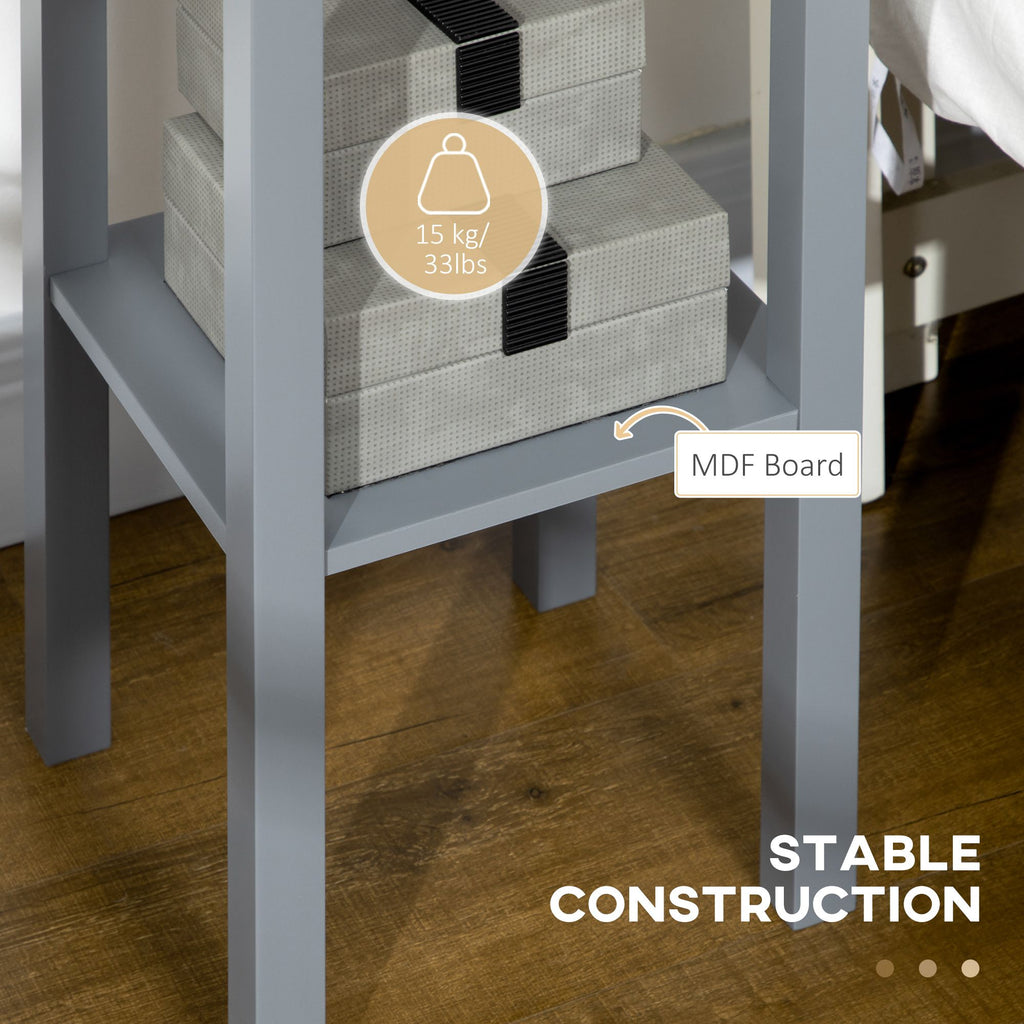 Narrow Side Table with Drawer and Elevated Shelf