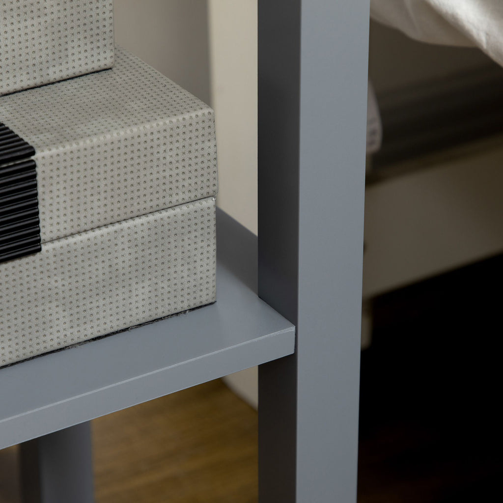 Narrow Side Table with Drawer and Elevated Shelf