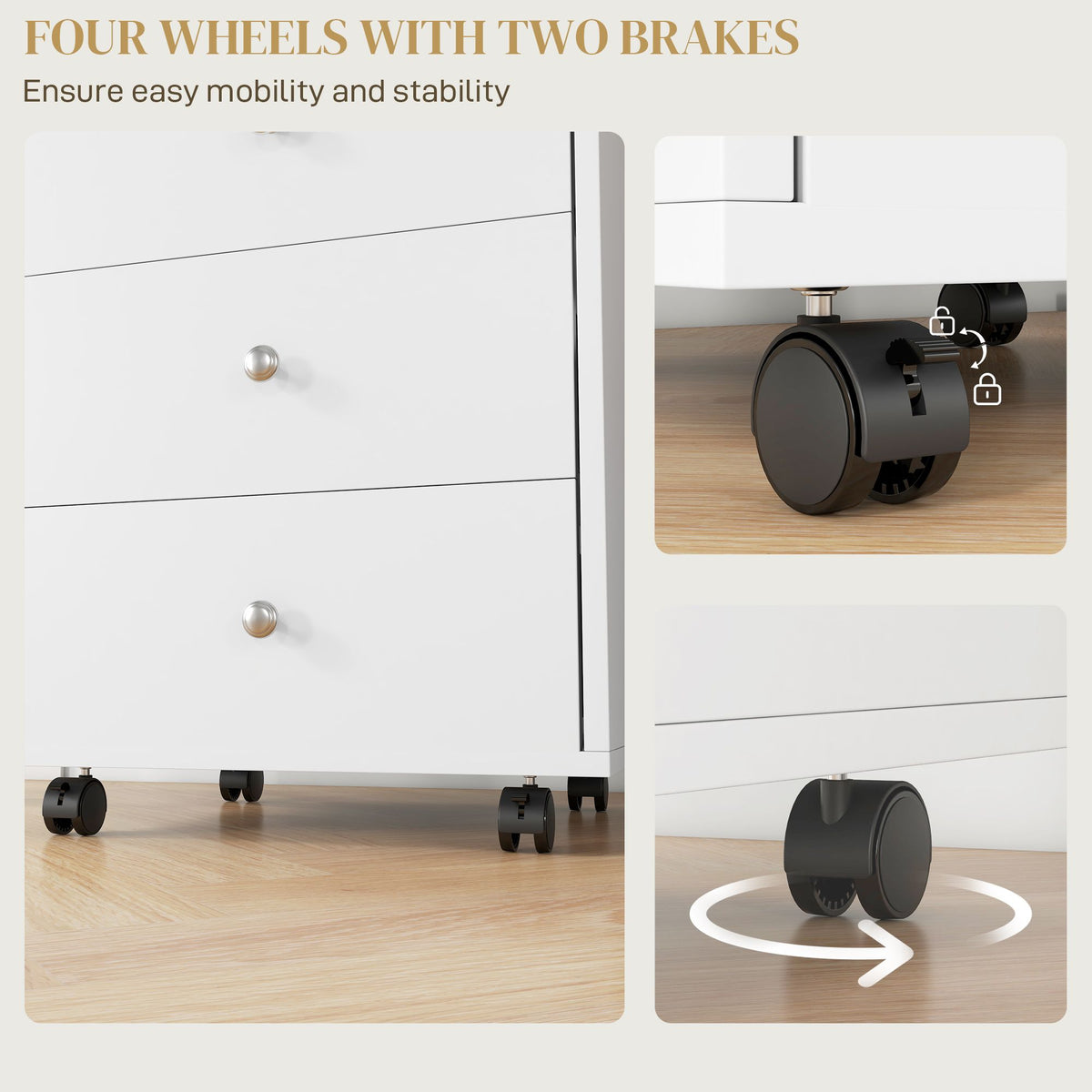 HOMCOM Rolling Office Cabinet and Printer Stand