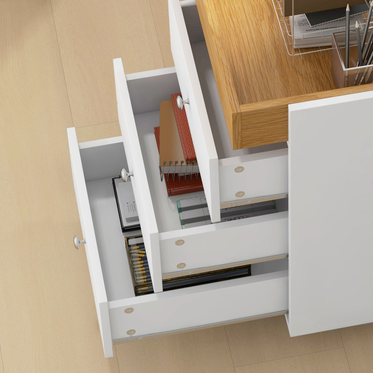 HOMCOM Rolling Office Cabinet and Printer Stand