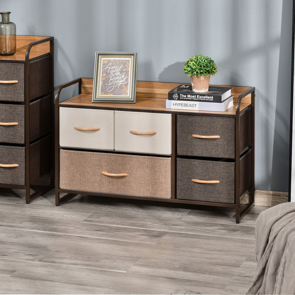 HOMCOM Five-Drawer Organizer with Display Top