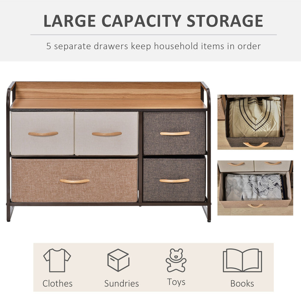 HOMCOM Five-Drawer Organizer with Display Top