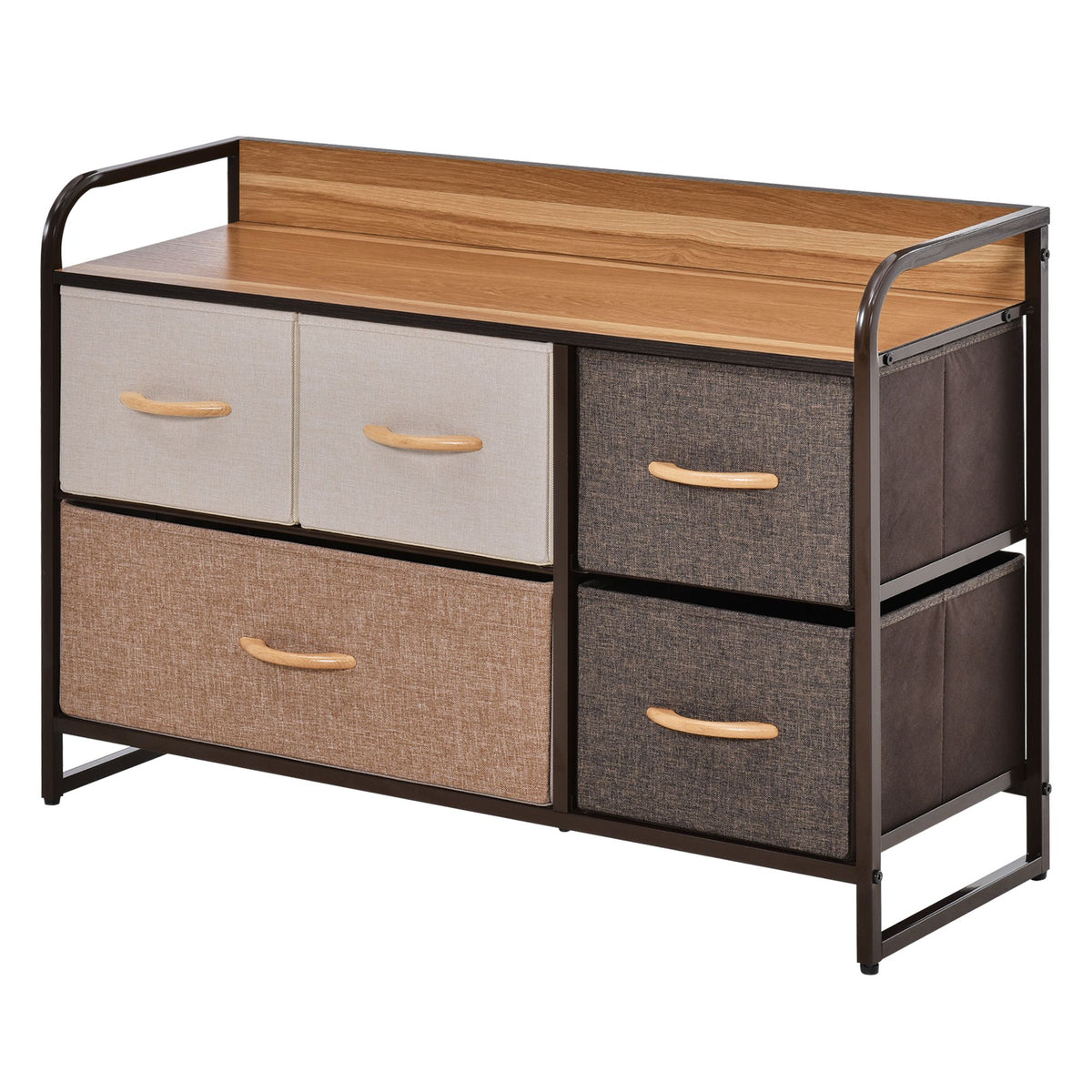 HOMCOM Five-Drawer Organizer with Display Top