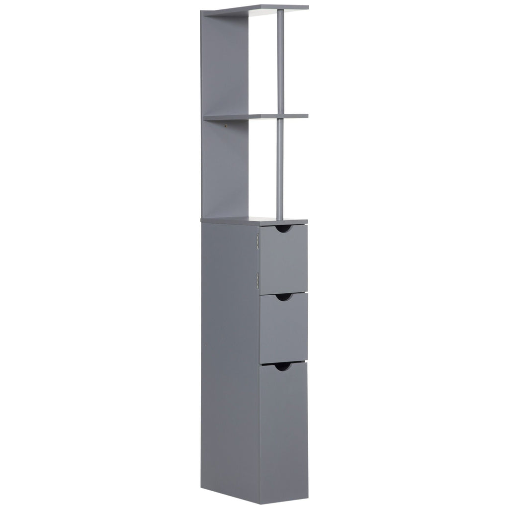 HOMCOM Narrow Bathroom Linen Tower with Shelves and Drawers