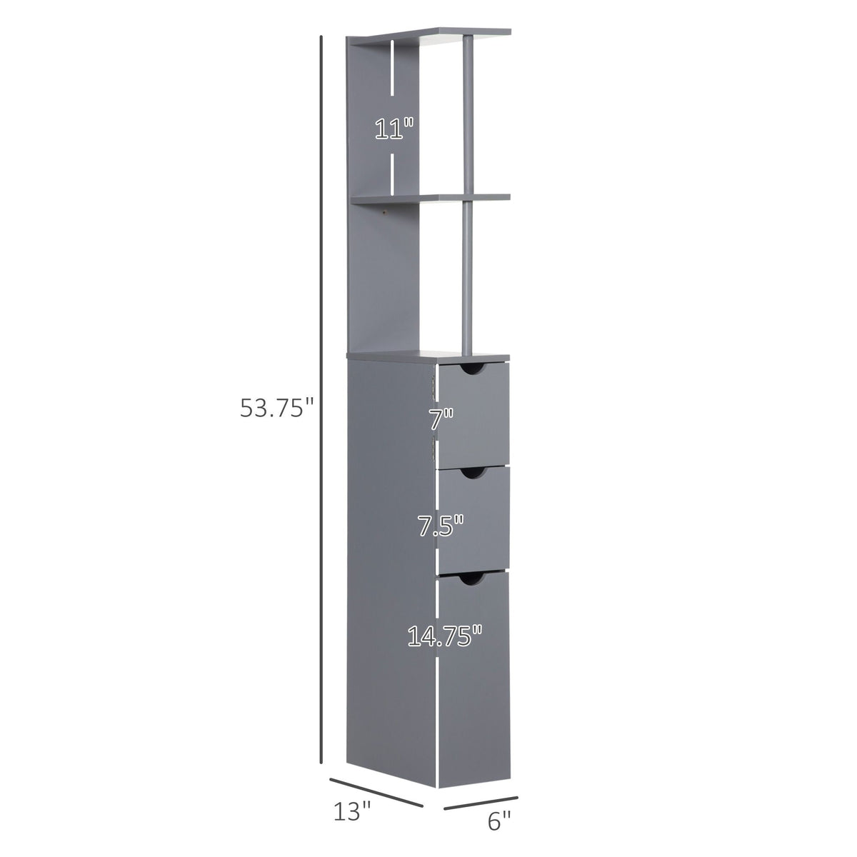 HOMCOM Narrow Bathroom Linen Tower with Shelves and Drawers