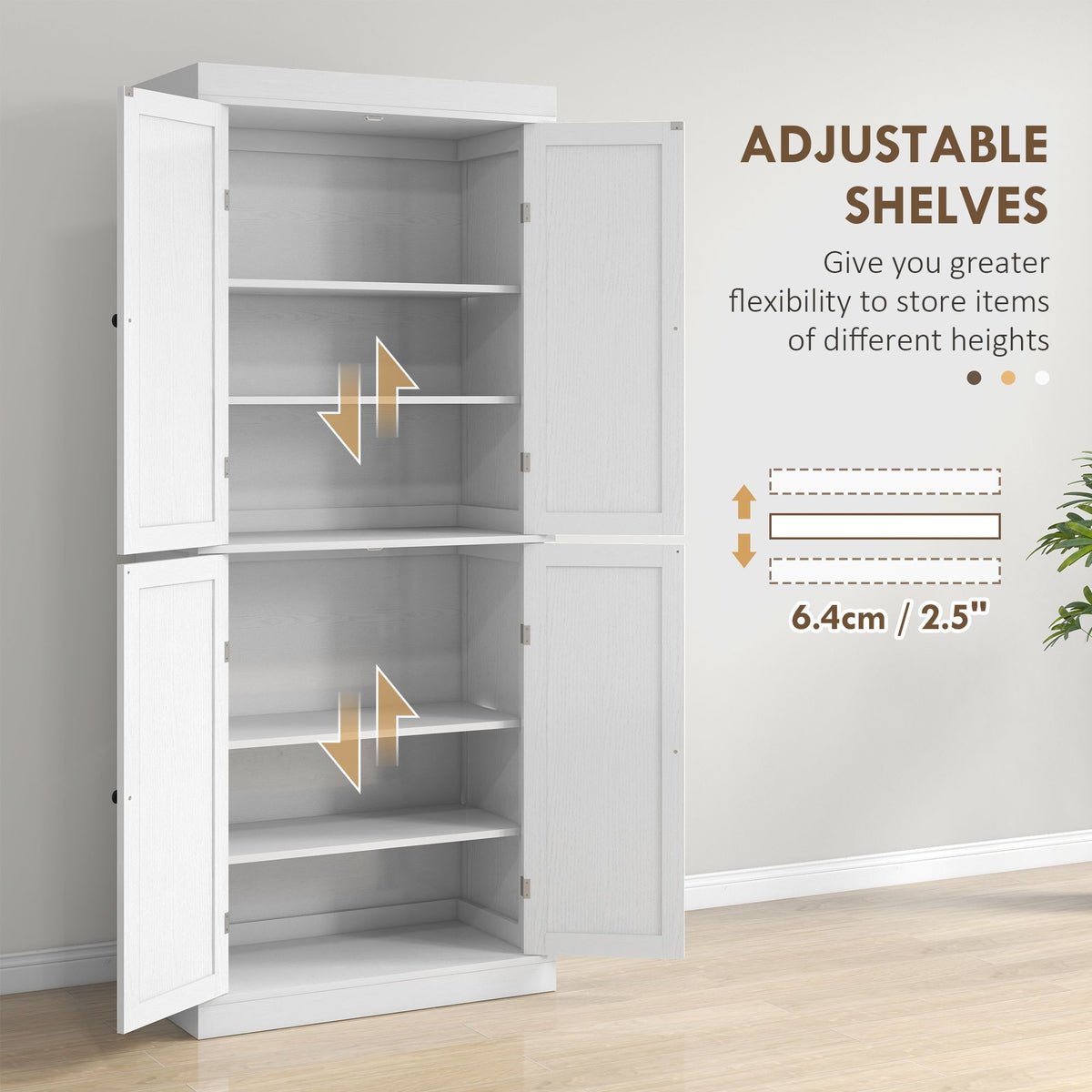 Freestanding Pantry Cabinet with Adjustable Shelving
