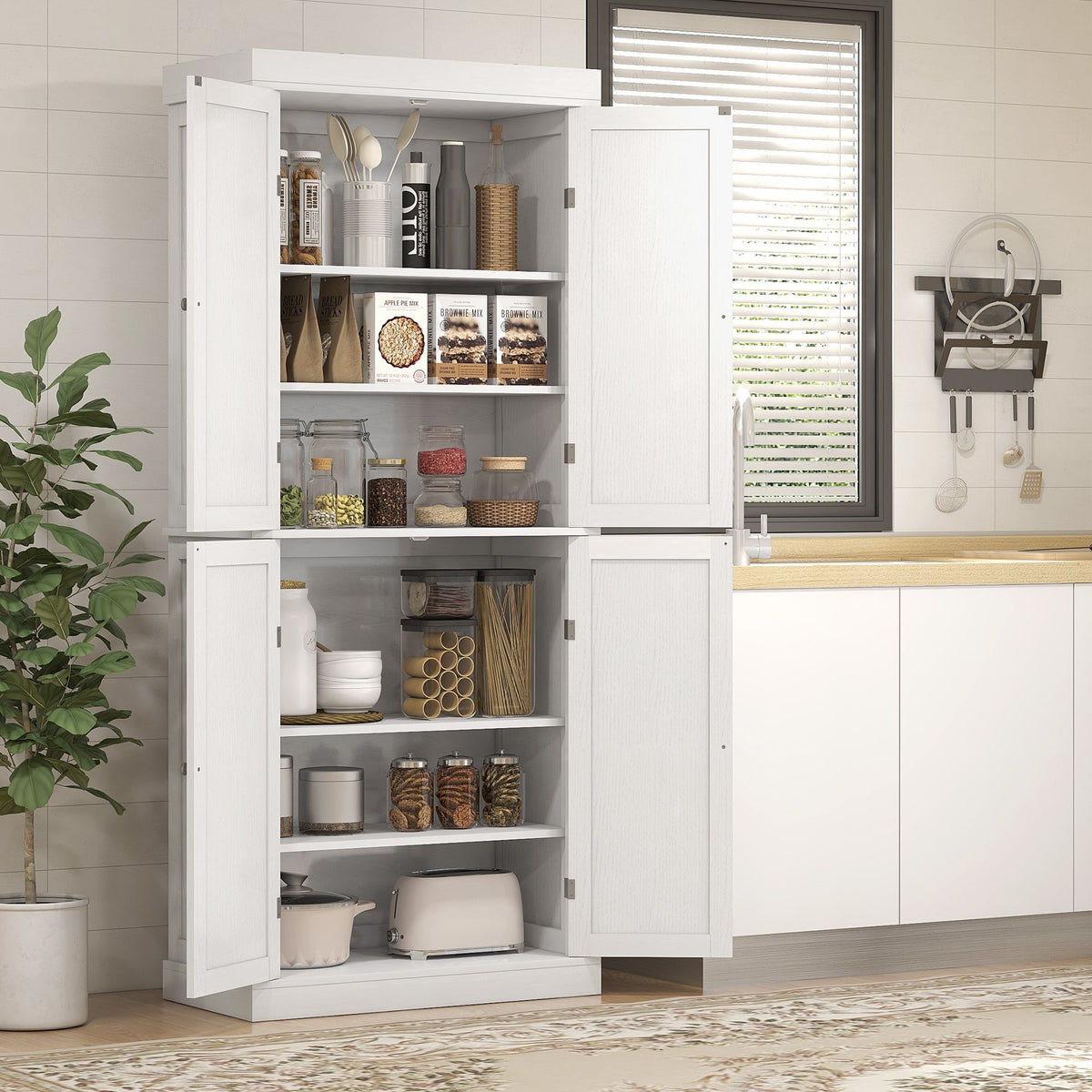 Freestanding Pantry Cabinet with Adjustable Shelving