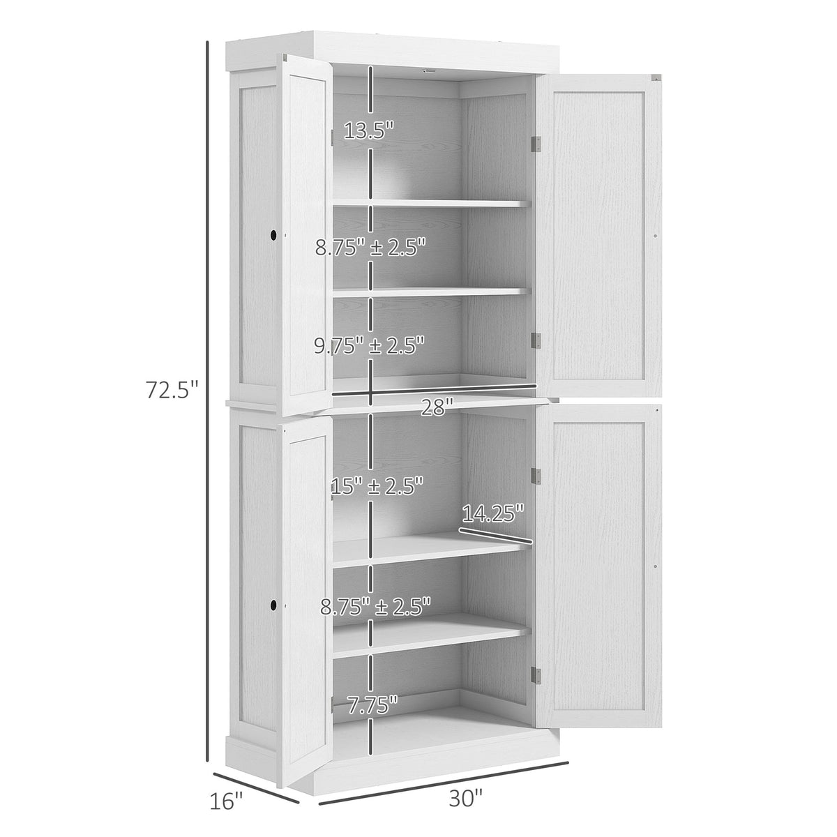 Freestanding Pantry Cabinet with Adjustable Shelving