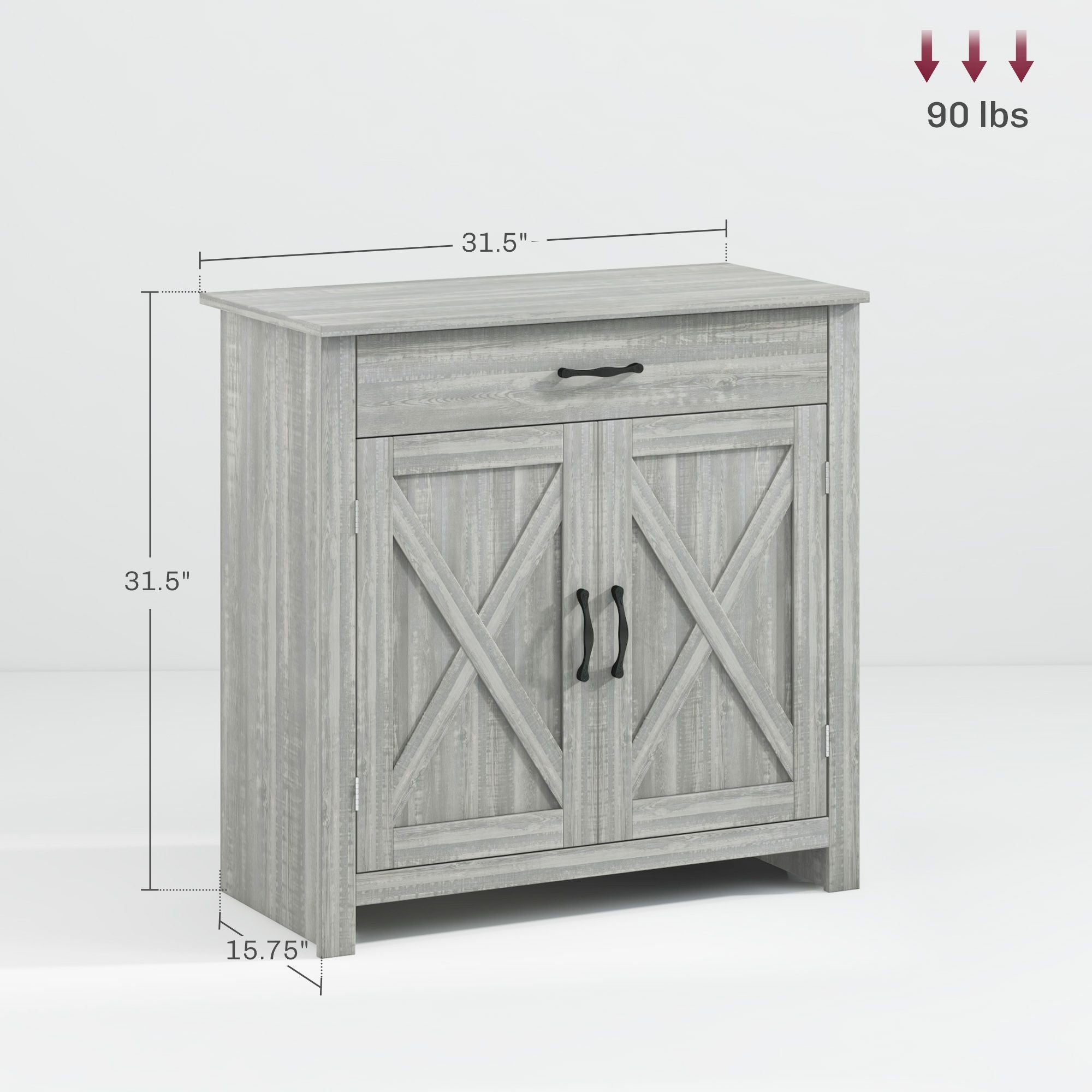 HOMCOM Farmhouse Sideboard Buffet Cabinet, Barn Door Coffee Bar Cabinet with Drawer and Adjustable S