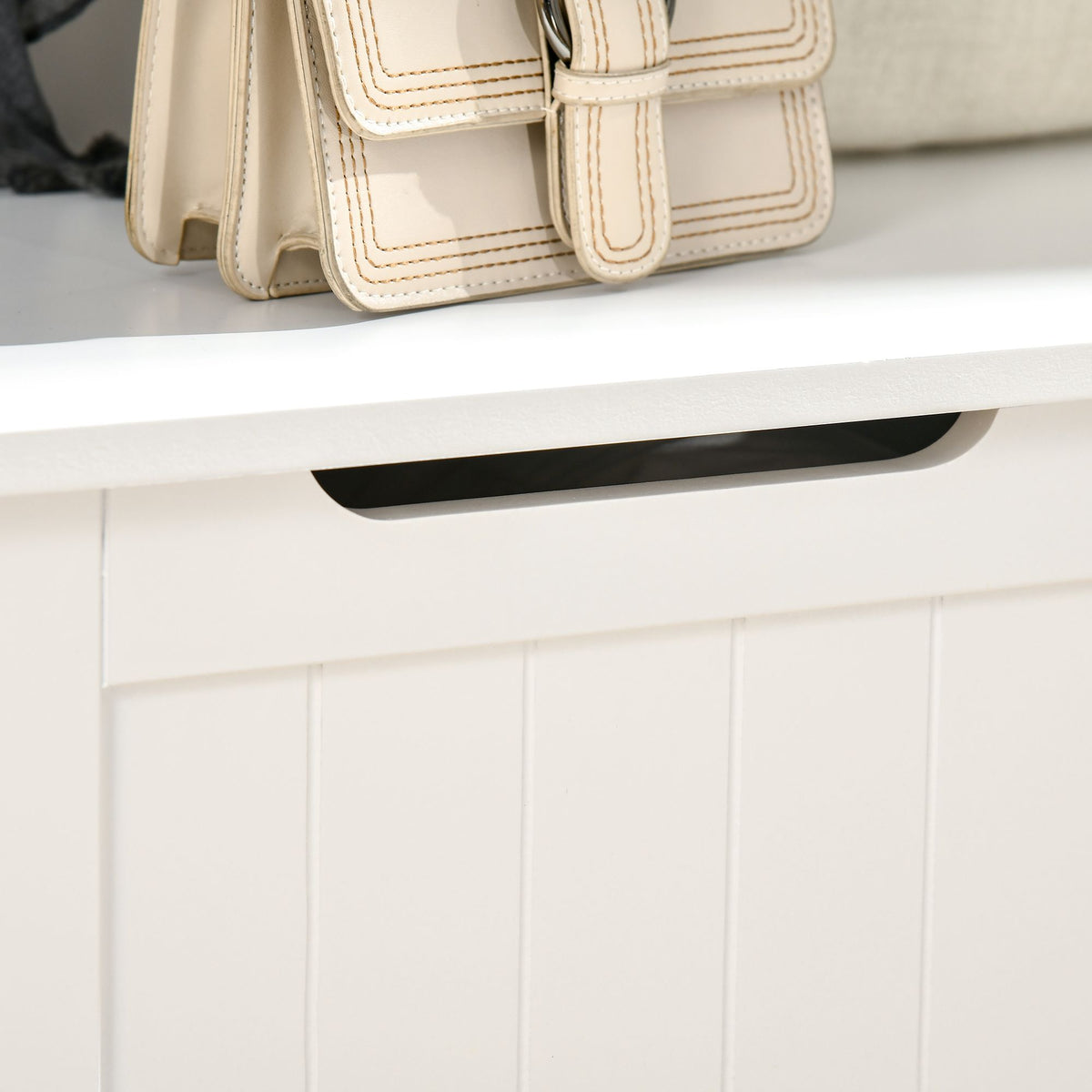 White Hall Tree with Coat Rack, Shoe Storage, and Bench