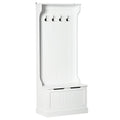 White Hall Tree with Coat Rack, Shoe Storage, and Bench
