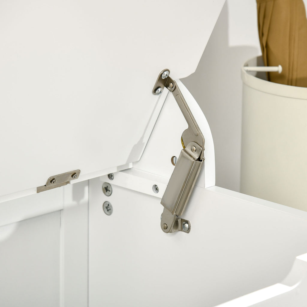 White Hall Tree with Coat Rack, Shoe Storage, and Bench