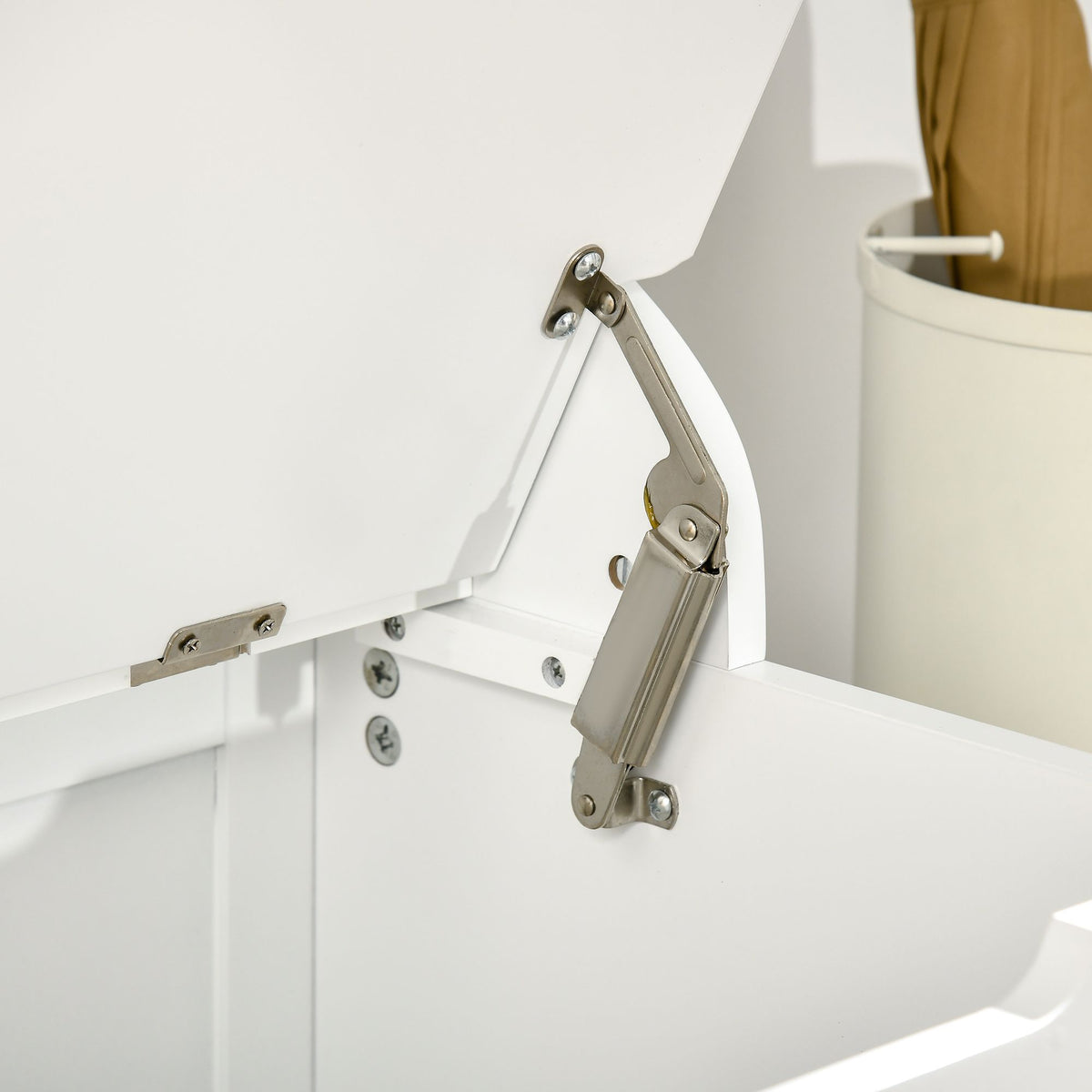 White Hall Tree with Coat Rack, Shoe Storage, and Bench