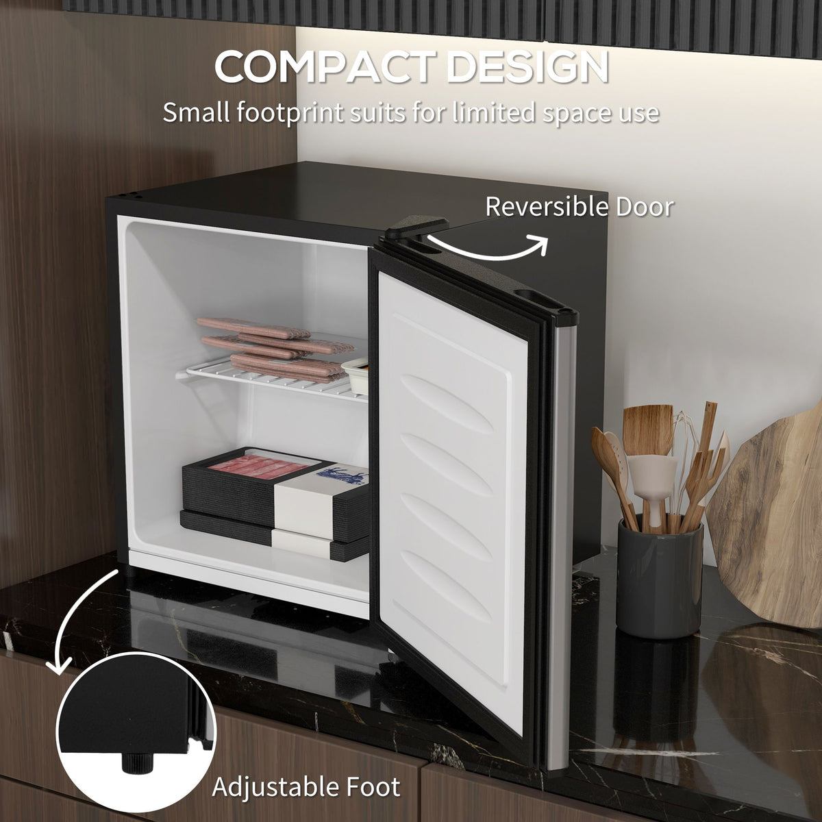 HOMCOM Compact Upright Freezer with Reversible Door