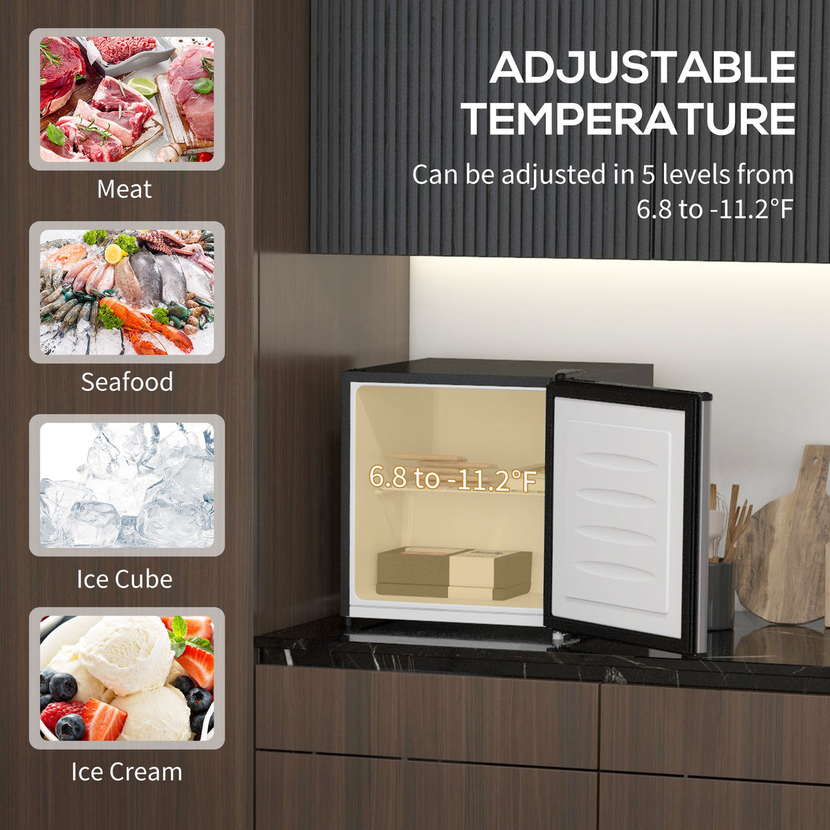 HOMCOM Compact Upright Freezer with Reversible Door