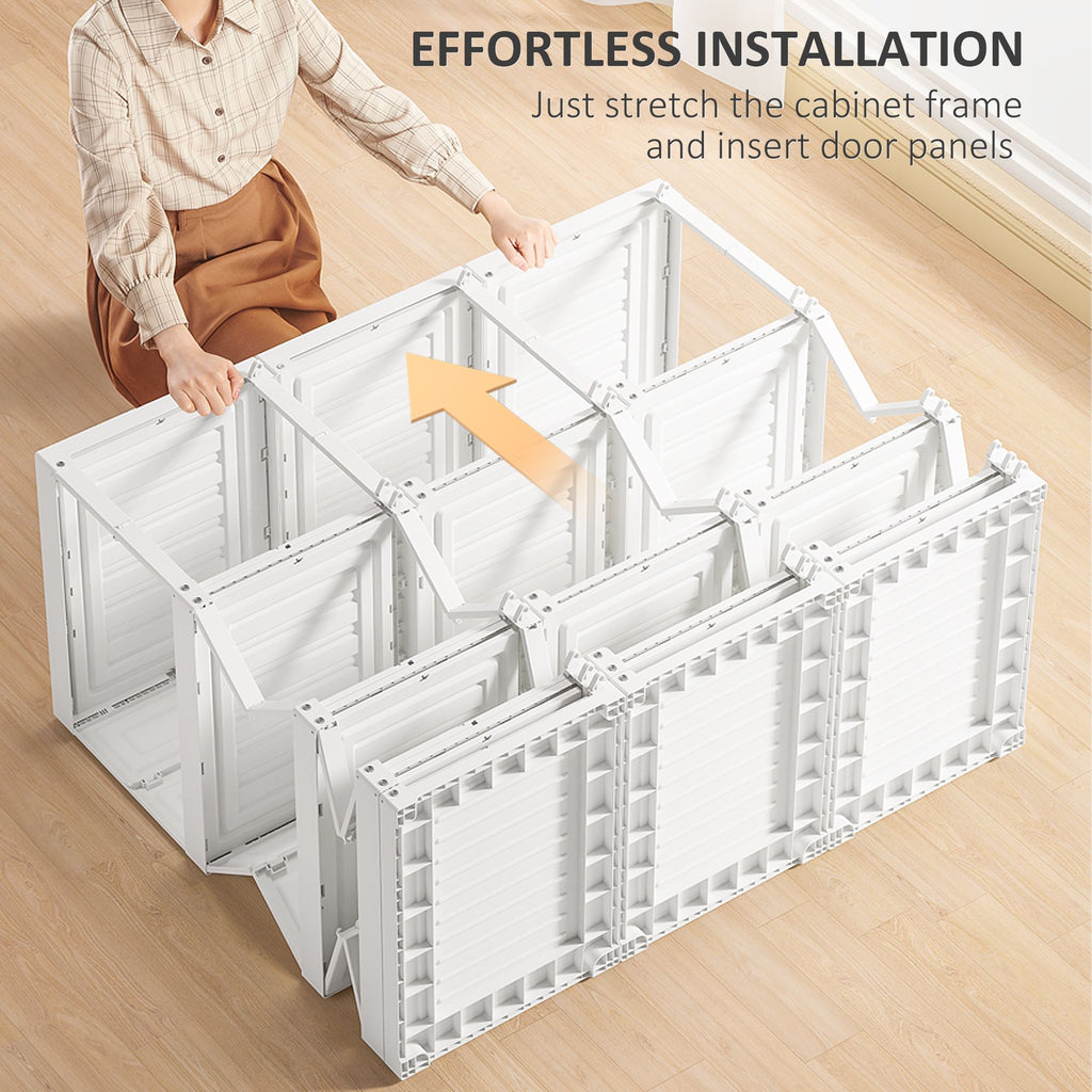 Portable Folding Wardrobe Closet with 8 Cubes and Hanging Rod
