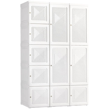 Portable Folding Wardrobe Closet with 8 Cubes and Hanging Rod