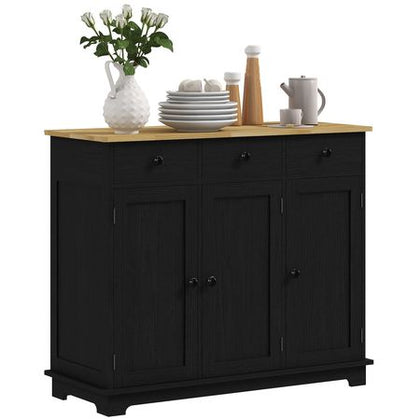 HOMCOM Distressed Black Sideboard and Coffee Bar