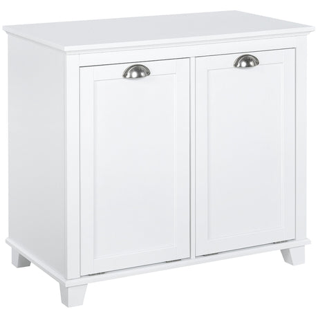 HOMCOM Tilt-Out Laundry Sorter Bathroom Cabinet with Two Storage Compartments