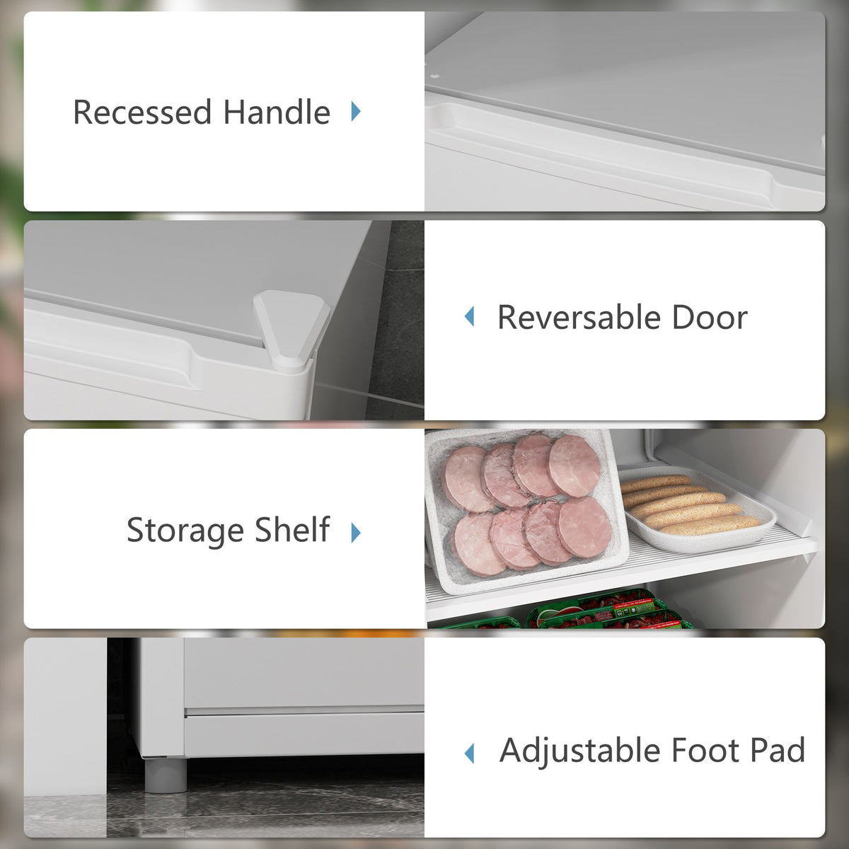 HOMCOM Compact Upright Freezer with Reversible Door