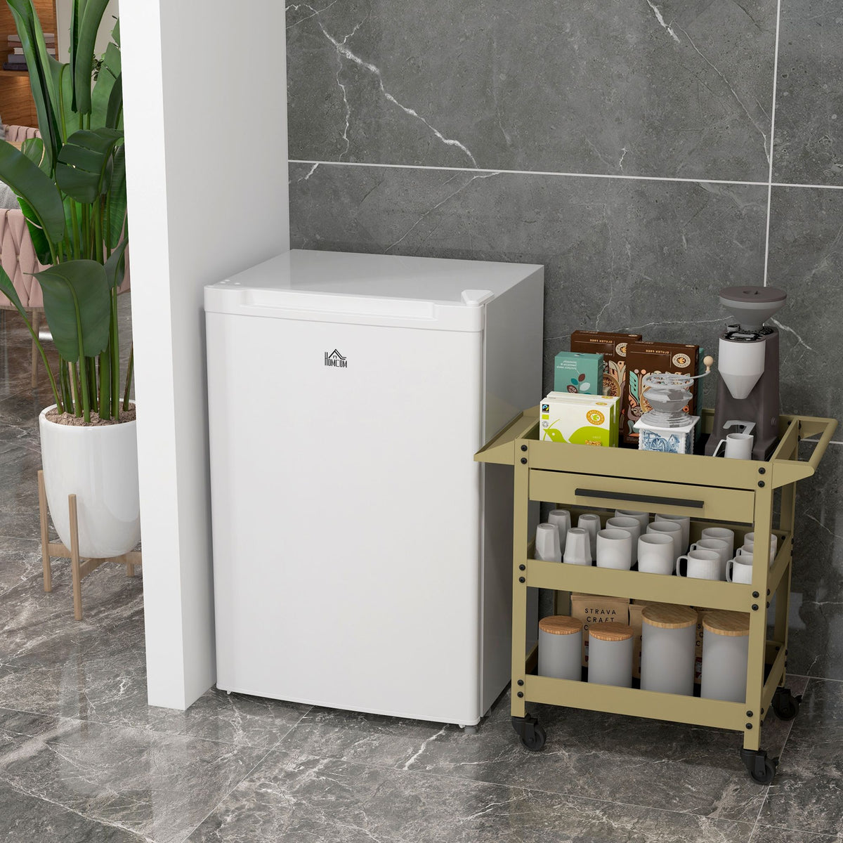 HOMCOM Compact Upright Freezer with Reversible Door