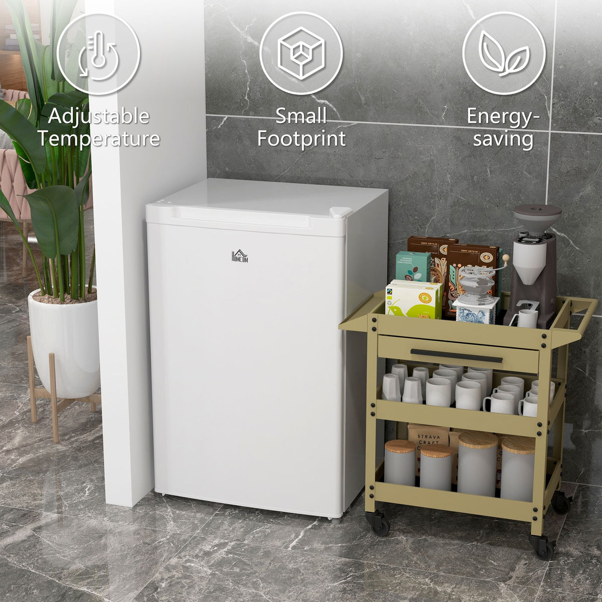 HOMCOM Compact Upright Freezer with Reversible Door