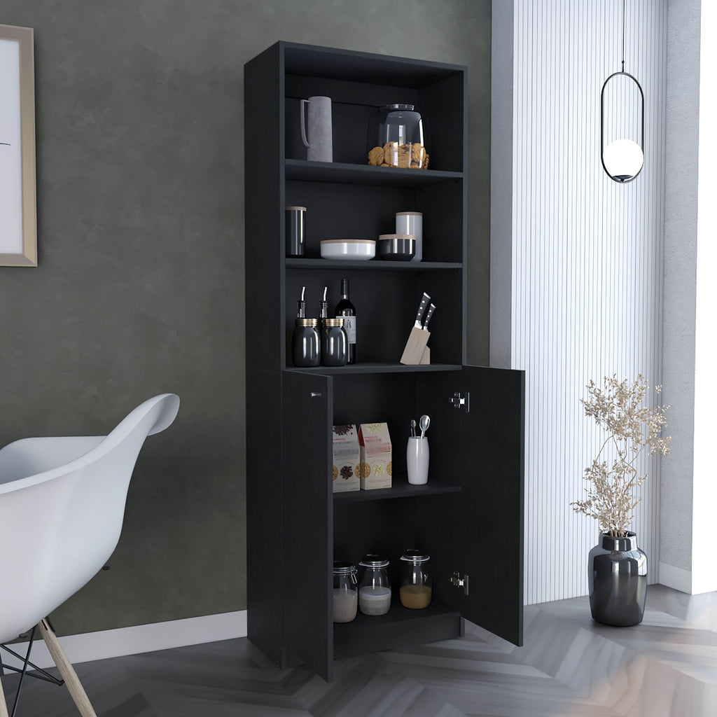 Home 2-Door Bookcase, Modern Storage Unit with Dual Doors and Multi-Tier Shelves