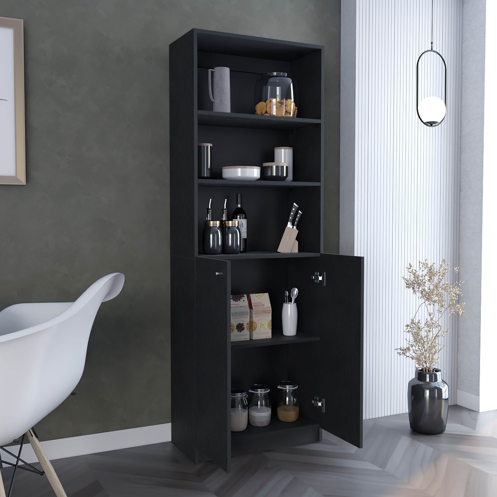 Home 2-Door Bookcase, Modern Storage Unit with Dual Doors and Multi-Tier Shelves