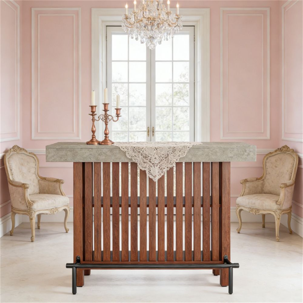 Modern Bar Table with Two-Tiered Storage - Multipurpose Dining and Chat Table