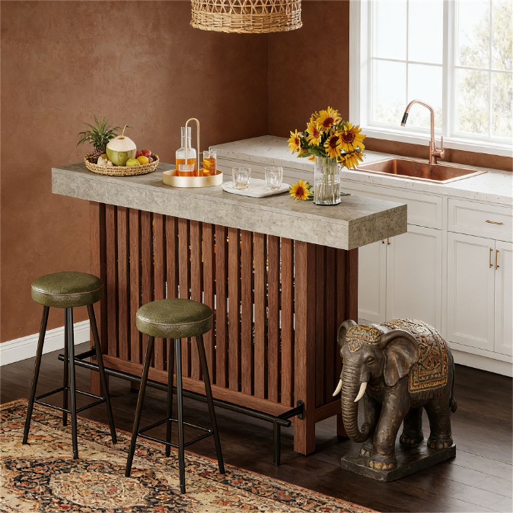 Modern Bar Table with Two-Tiered Storage - Multipurpose Dining and Chat Table