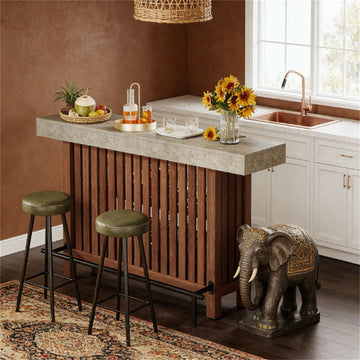 Modern Bar Table with Two-Tiered Storage - Multipurpose Dining and Chat Table