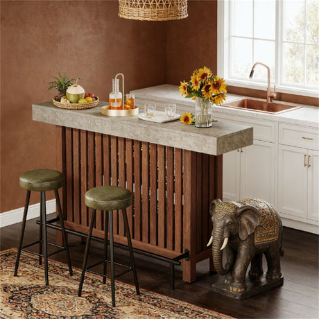 Modern Bar Table with Two-Tiered Storage - Multipurpose Dining and Chat Table