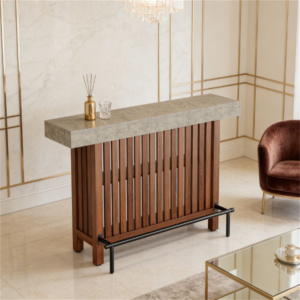 Modern Bar Table with Two-Tiered Storage - Multipurpose Dining and Chat Table