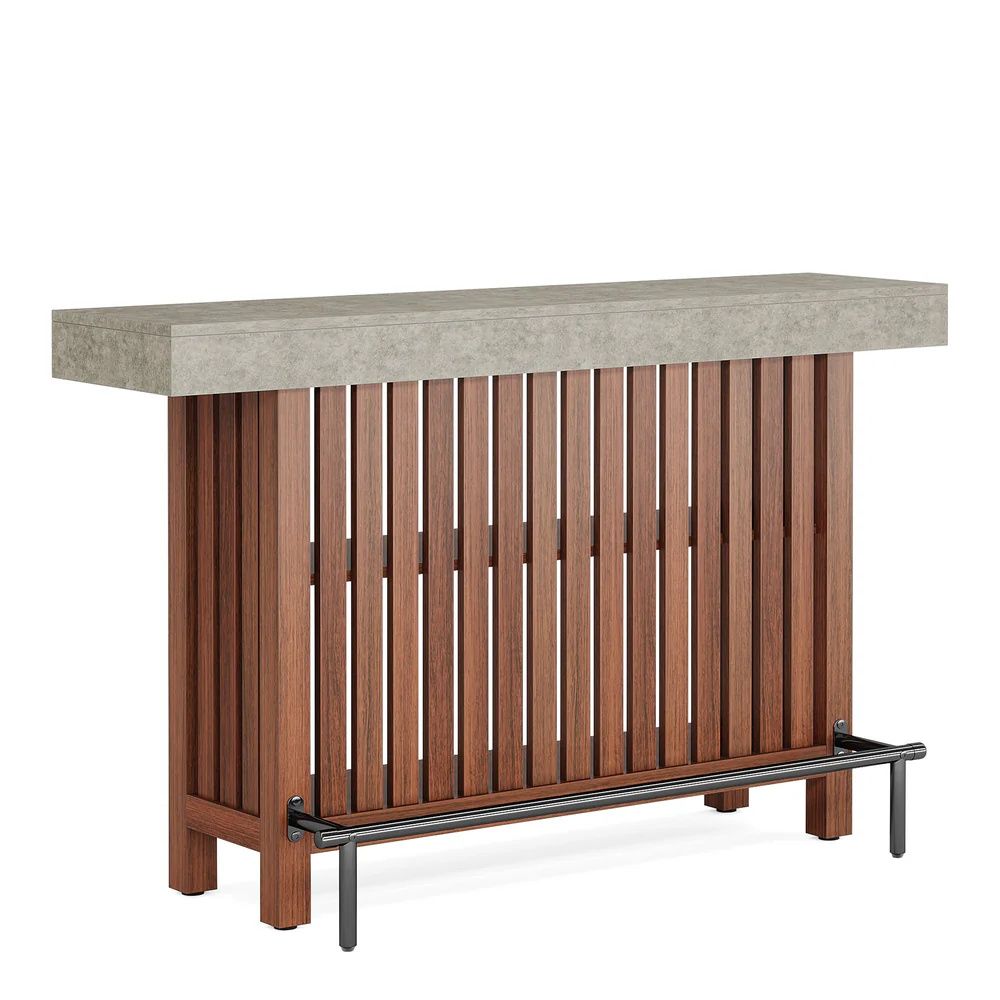 Modern Bar Table with Two-Tiered Storage - Multipurpose Dining and Chat Table
