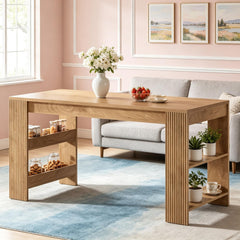 Double-Sided Storage Bar Table for Meal Prep and Breakfast Bar
