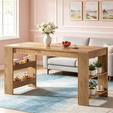 Double-Sided Storage Bar Table for Meal Prep and Breakfast Bar