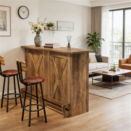 Rustic Bar Cart with Ample Storage for Cocktail Parties