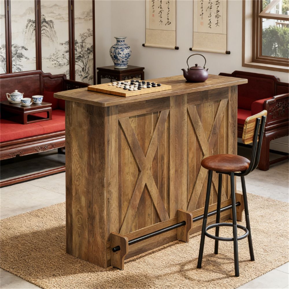 Rustic Bar Cart with Ample Storage for Cocktail Parties