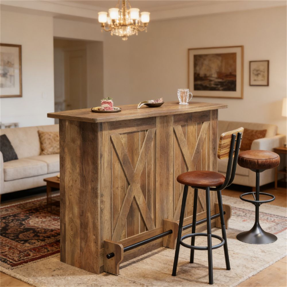Rustic Bar Cart with Ample Storage for Cocktail Parties